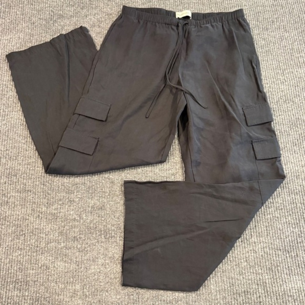 Abercrombie & Fitch Womens Black Cargo Pants Size Small Regular Drawstring Waist